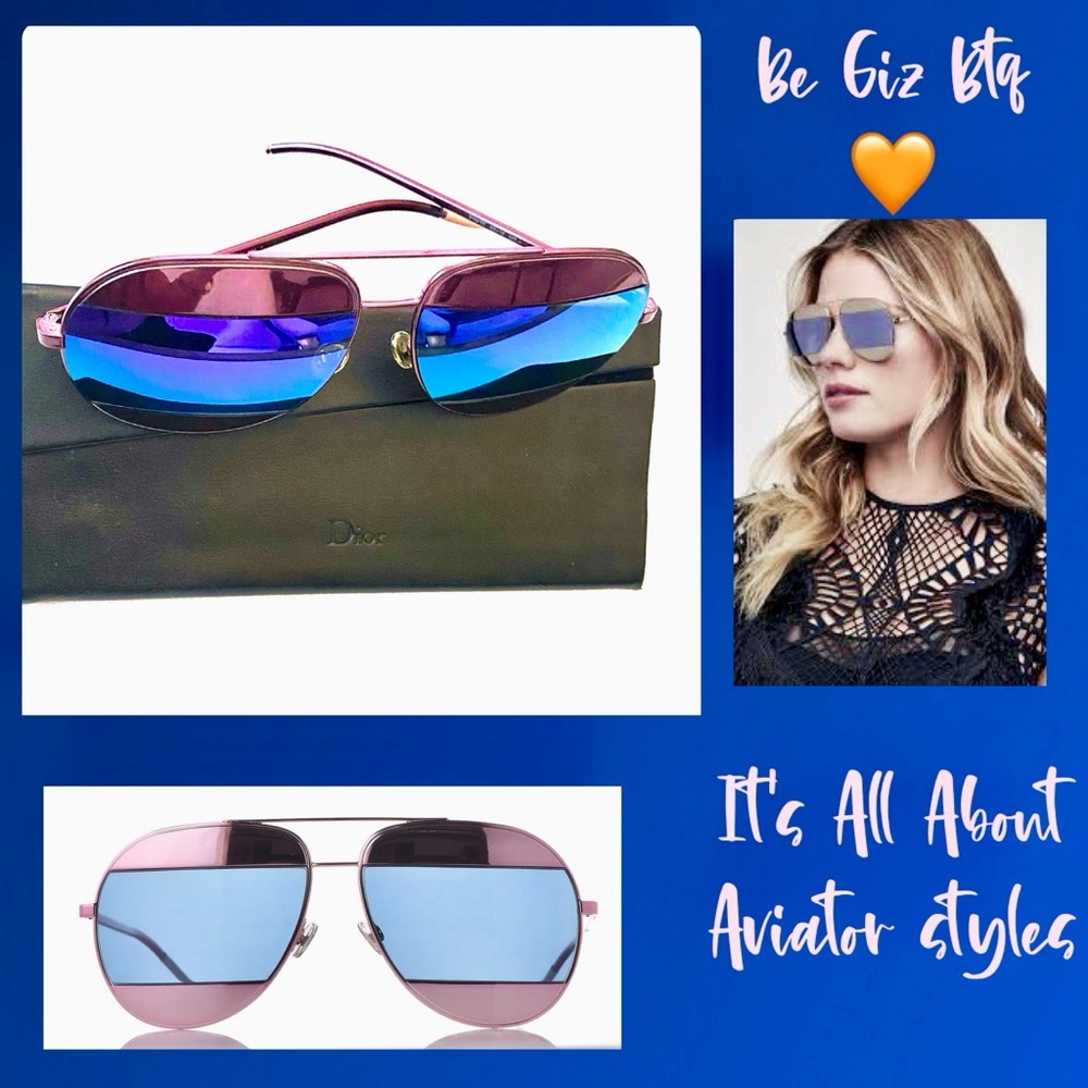 🔥🔥NWT The Funky Aviator Dior Split Blue And Pink Mirror 59MM Sunglasses - Picture 4 of 16